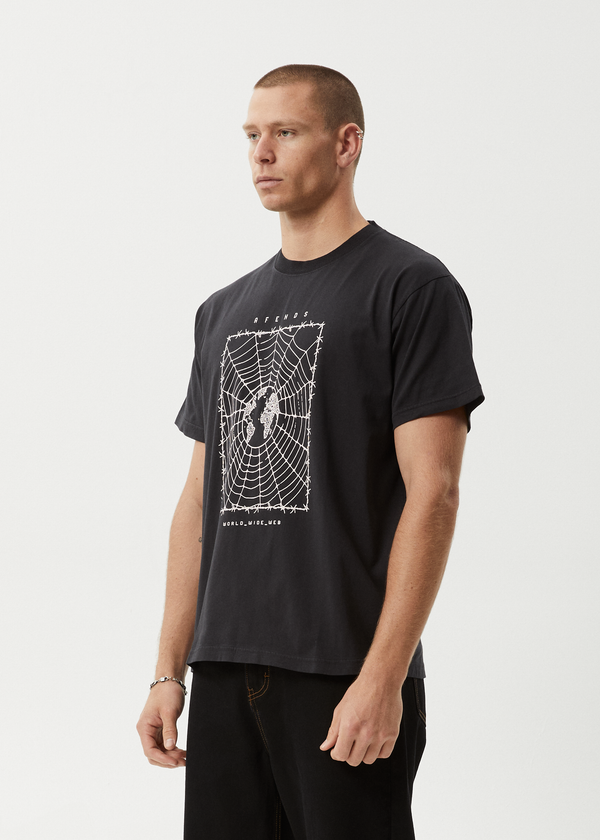 Afends World Wide - Boxy Tee Stone Black