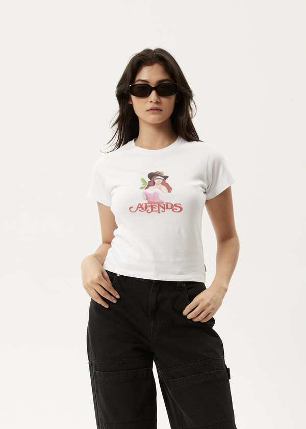 afends Worlds Above - Baby Tee White