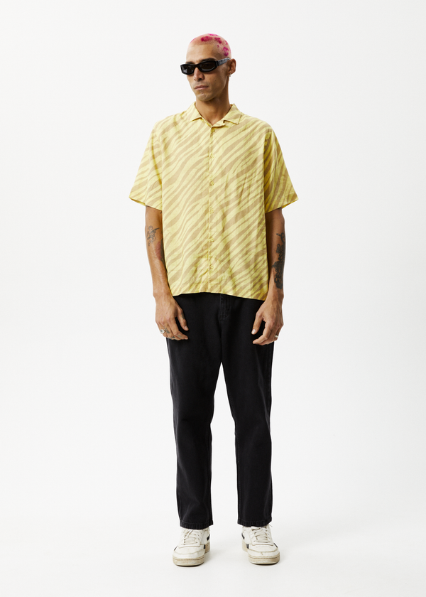 Afends Atmosphere - Cuban Short Sleeve Shirt Butter Stripe