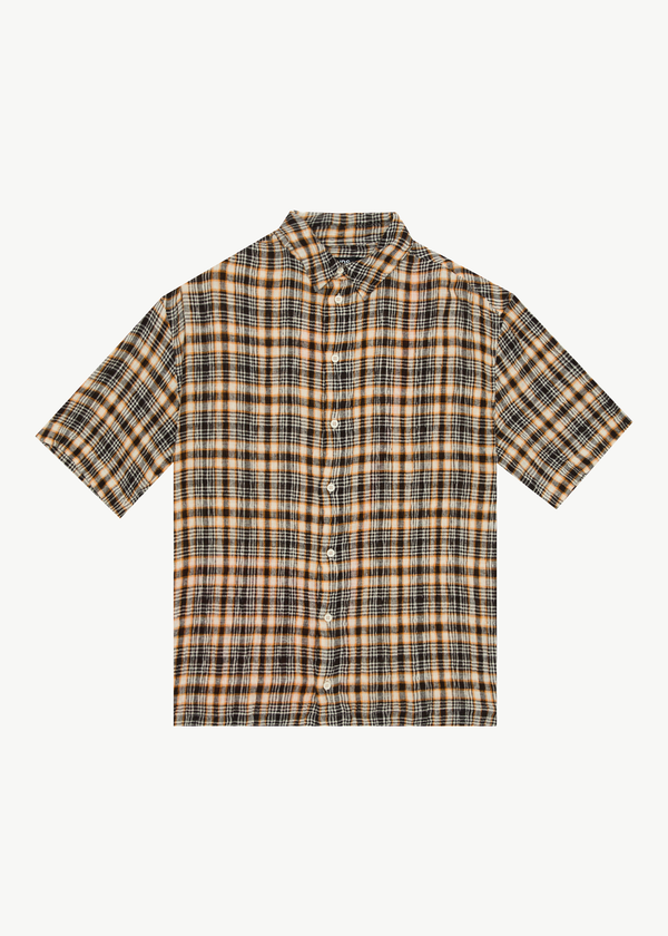 afends Check Out - Seersucker Short Sleeve Shirt Moonbeam Check