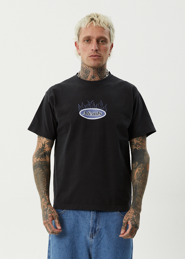 Afends Fast Forward - Heavyweight Boxy Tee Stone Black
