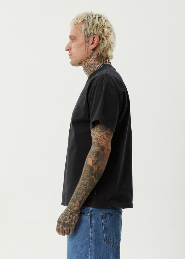 Afends Fast Forward - Heavyweight Boxy Tee Stone Black