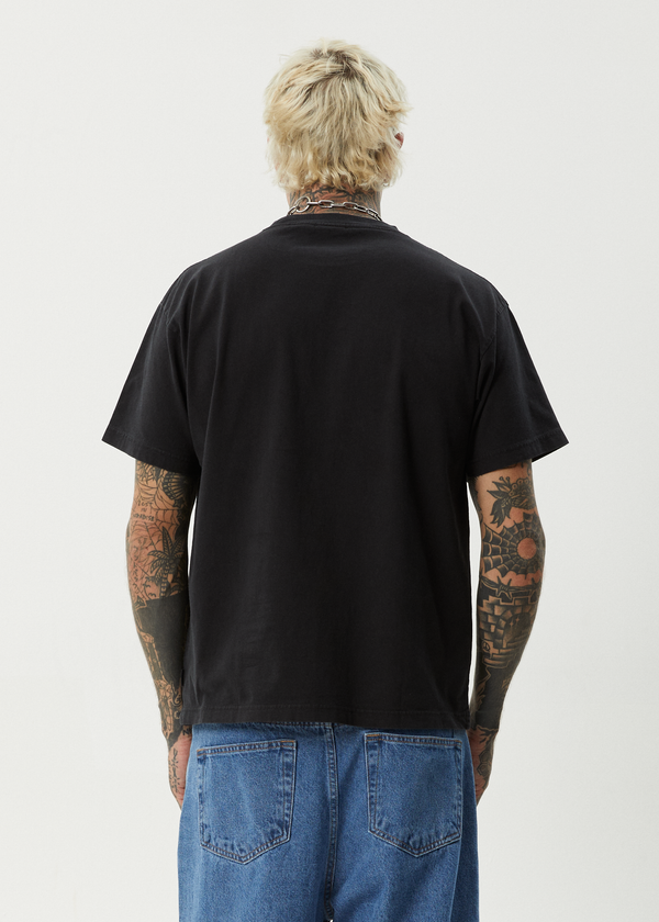 Afends Fast Forward - Heavyweight Boxy Tee Stone Black