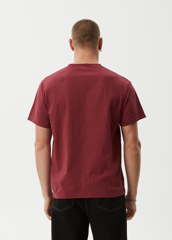 Afends Genesis - Heavyweight Boxy Tee Washed Burgundy