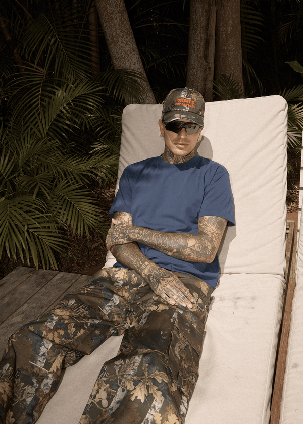 Afends Genesis - Heavyweight Boxy Tee Washed Deep Sea