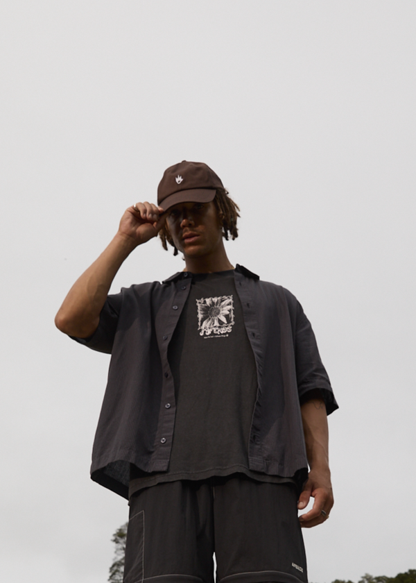 Afends Intergalactic - Short Sleeve Shirt Black Stripe