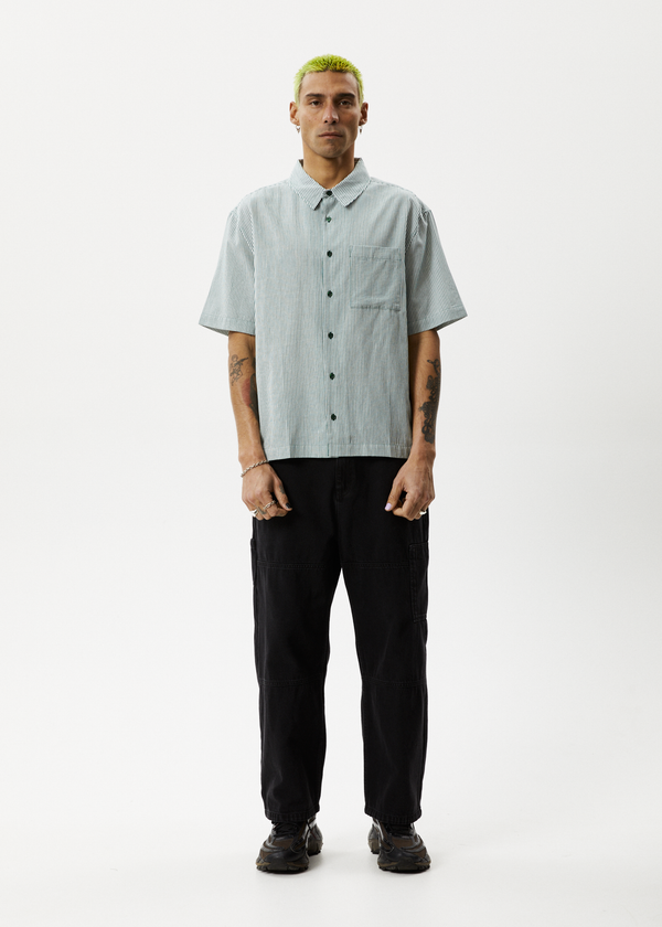 Afends Intergalactic - Short Sleeve Shirt Emerald Stripe