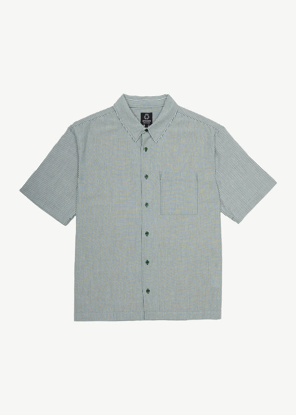 afends Intergalactic - Short Sleeve Shirt Emerald Stripe