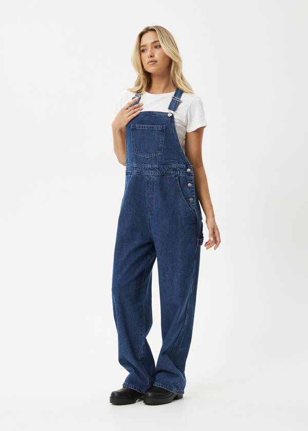 Afends Louis - Denim Oversized Overall Authentic Blue