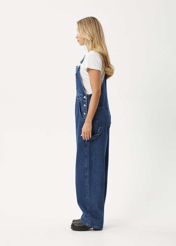 Afends Louis - Denim Oversized Overall Authentic Blue