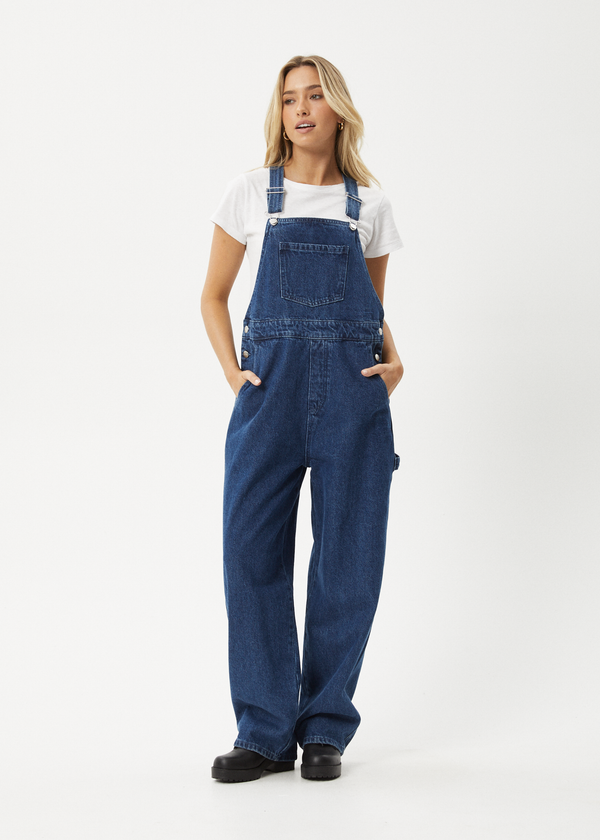 afends Louis - Denim Oversized Overall Authentic Blue