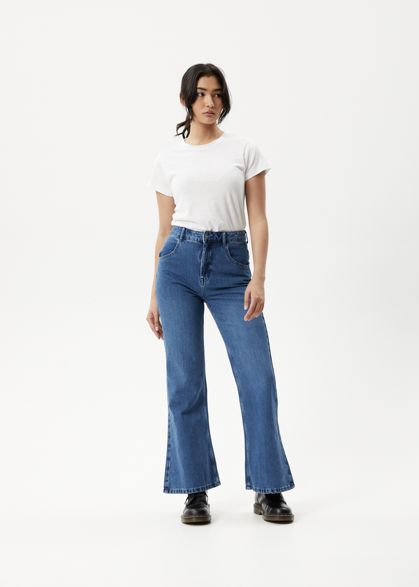 Afends Marsha - Denim Slim Flared Jean Authentic Blue