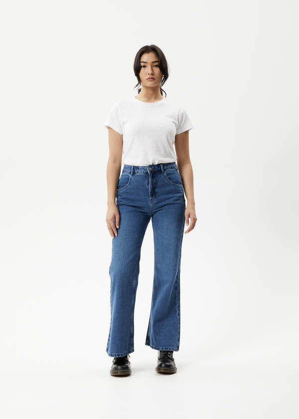 Afends Marsha - Denim Slim Flared Jean Authentic Blue