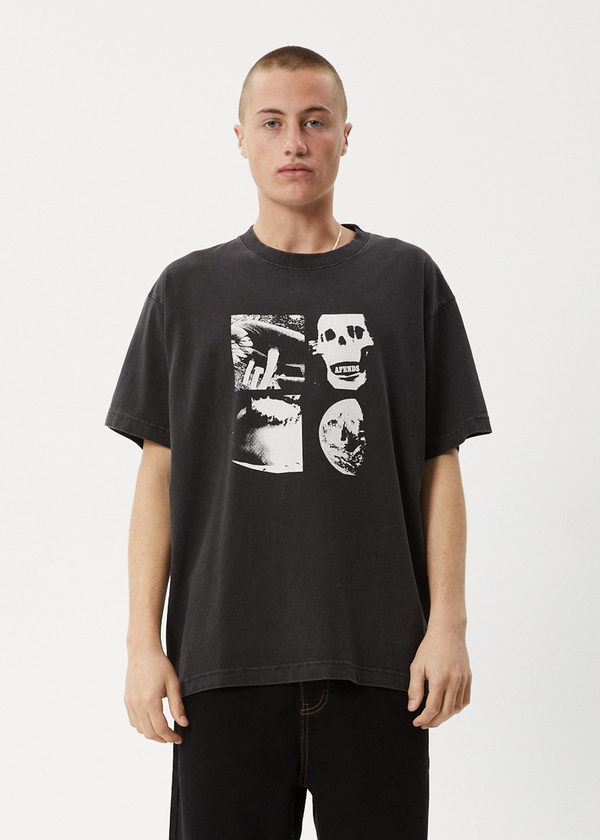 Afends New And Clear - Heavyweight Boxy Tee Stone Black