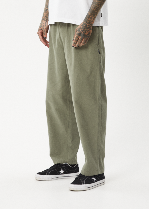 Afends Ninety Eights - Baggy Elastic Waist Pant Olive