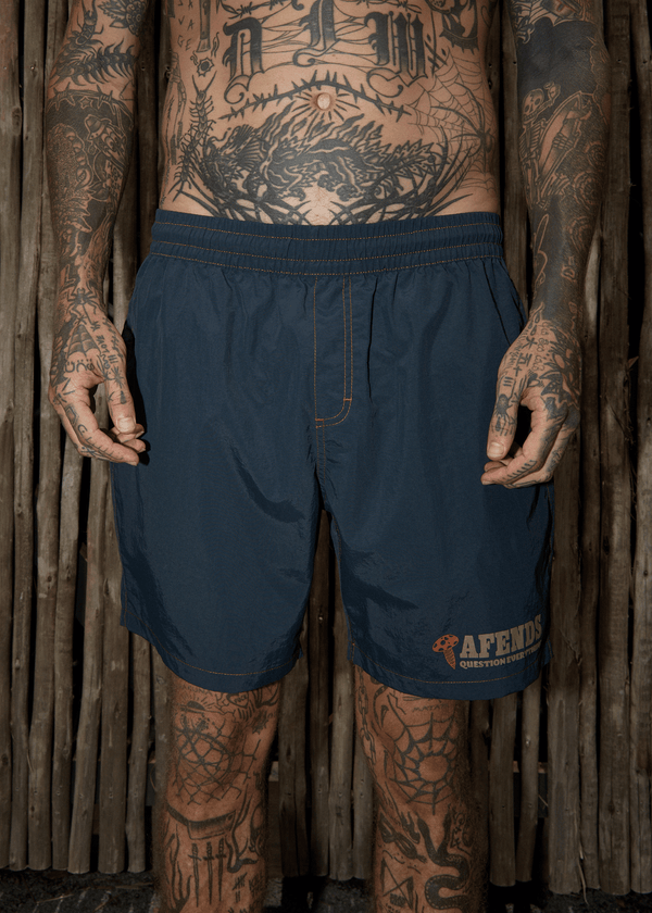 Afends Nuts N Bolts - Baywatch Swim Short 18" Deep Sea