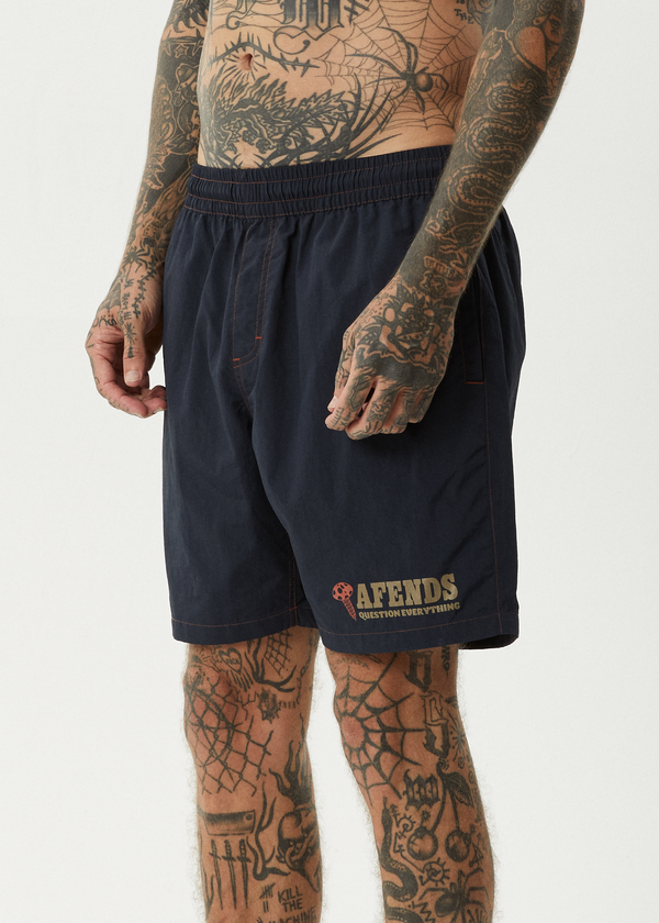 Afends Nuts N Bolts - Baywatch Swim Short 18" Deep Sea