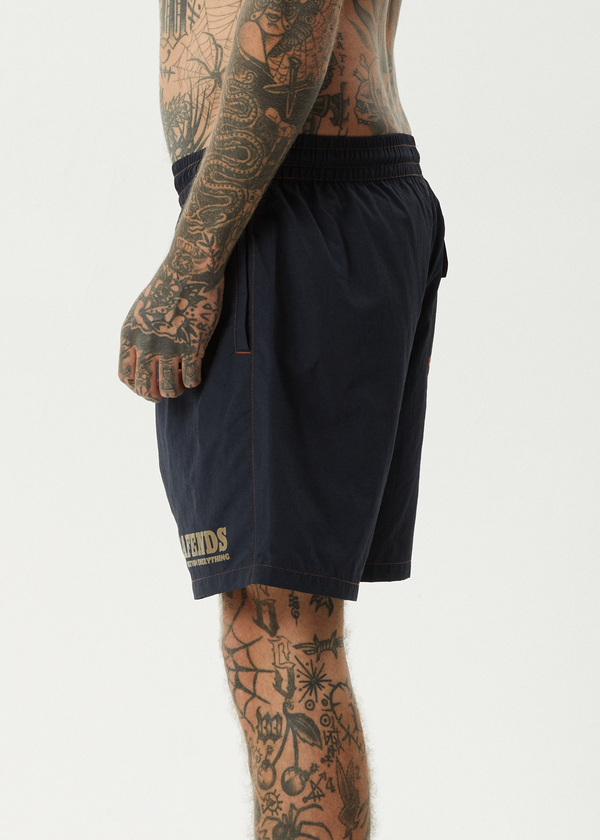 Afends Nuts N Bolts - Baywatch Swim Short 18" Deep Sea