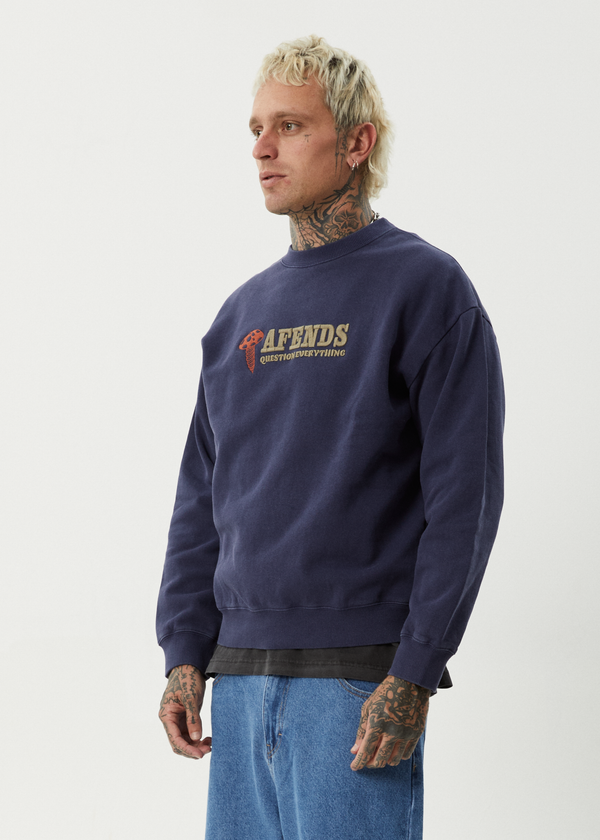 Afends Nuts N Bolts - Crew Neck Jumper Washed Deep Sea