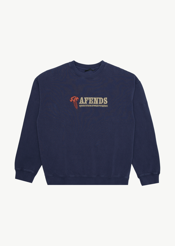 afends Nuts N Bolts - Crew Neck Jumper Washed Deep Sea