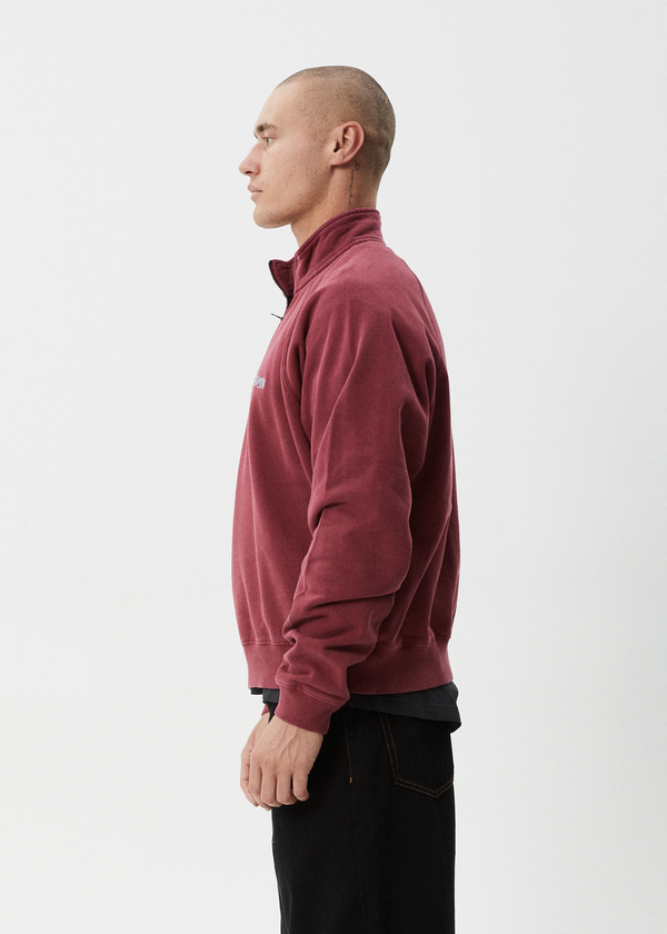 Afends Quartz Zip - Raglan Quarter Zip Crew Washed Burgundy