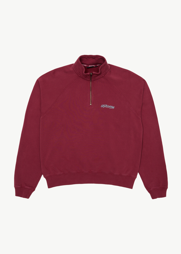 afends Quartz Zip - Raglan Quarter Zip Crew Washed Burgundy