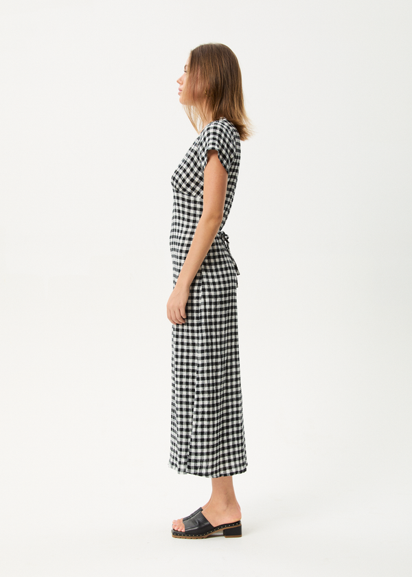 Afends Rowan - Seersucker Check Maxi Dress Black / White