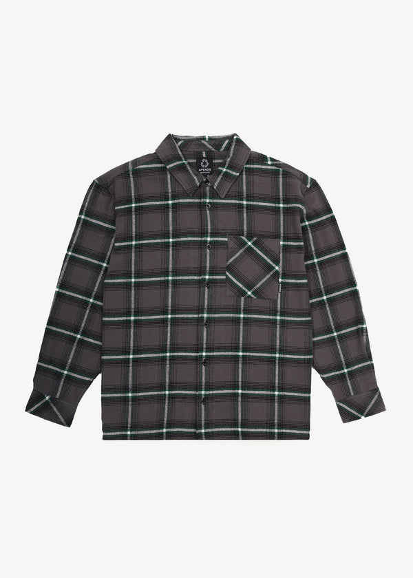 afends Sandstorm - Flannel Long Sleeve Shirt Black Check
