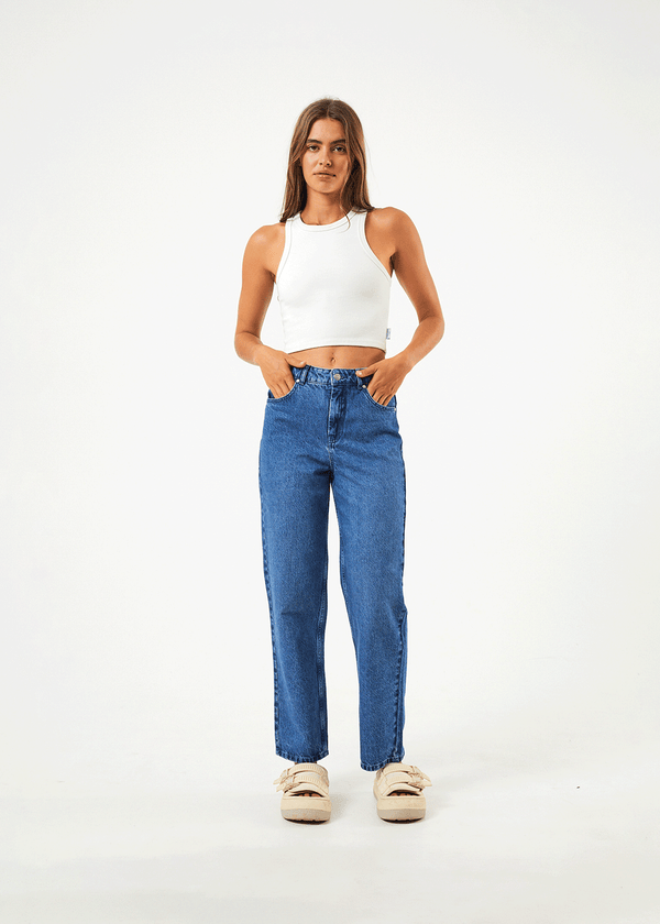 afends Shelby - Denim Wide Leg Jean Long Authentic Blue