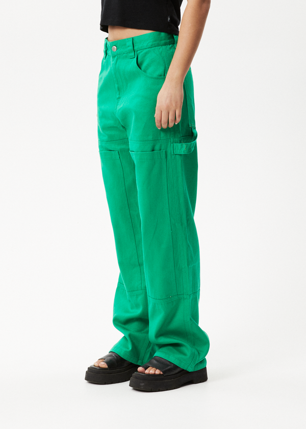 Afends Sleepy Hollow Moss - Twill Workwear Pant Forest
