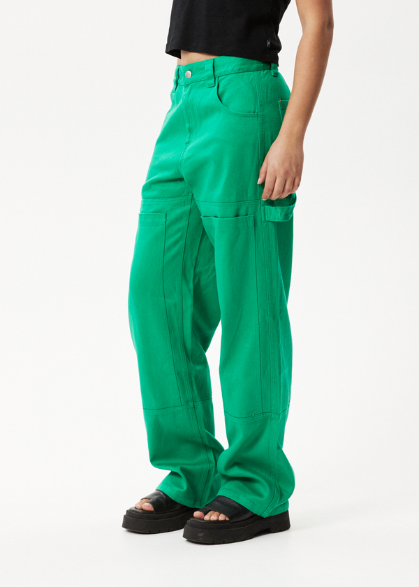 Afends Sleepy Hollow Moss - Twill Workwear Pant Forest
