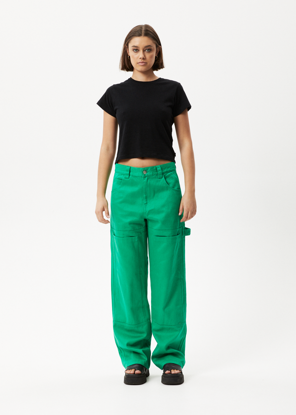 afends Sleepy Hollow Moss - Twill Workwear Pant Forest