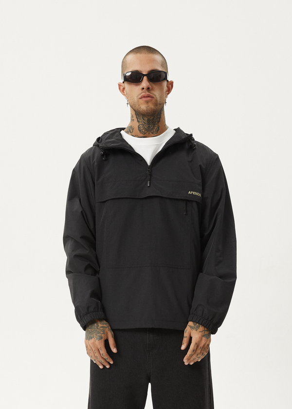Afends System - Water Resistant Spray Anorak Jacket Black