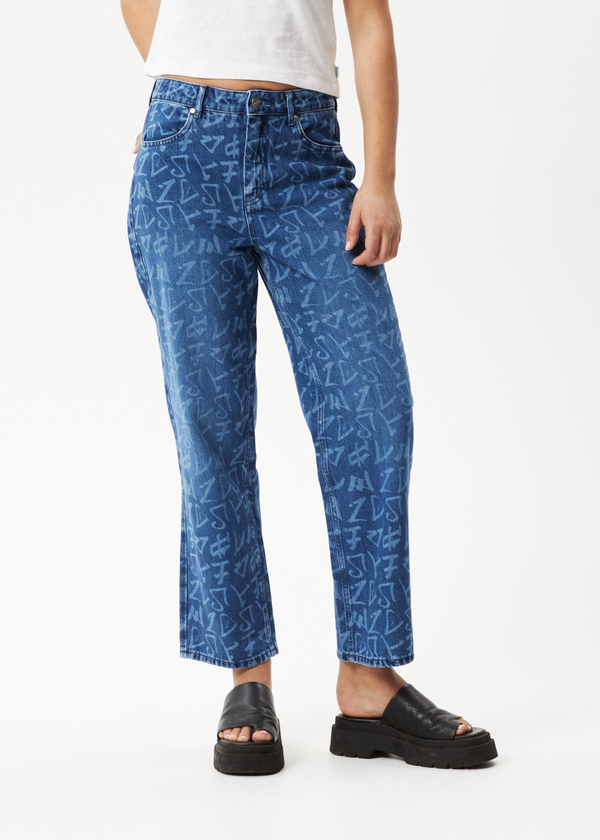 Afends Tagged Shelby - Denim Wide Leg Jean Graffiti Blue