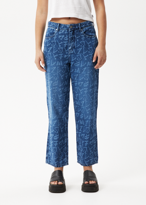 Afends Tagged Shelby - Denim Wide Leg Jean Graffiti Blue