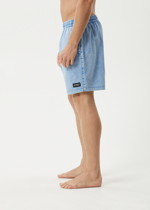 Afends The Dopamine - Organic Swim Short 18" Blue Acid Wash