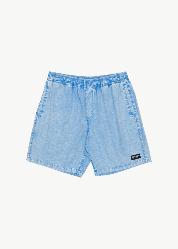 afends The Dopamine - Organic Swim Short 18" Blue Acid Wash