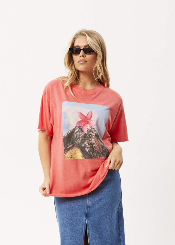 afends Under Pressure - Oversized Tee Washed Hibiscus