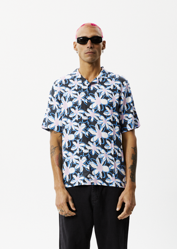 Afends Waterfall - Cuban Short Sleeve Shirt Stone Black