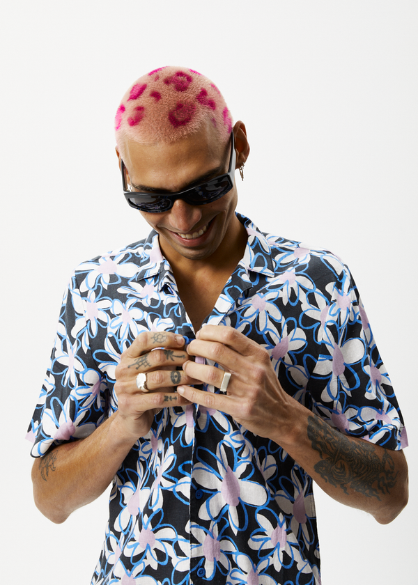 Afends Waterfall - Cuban Short Sleeve Shirt Stone Black