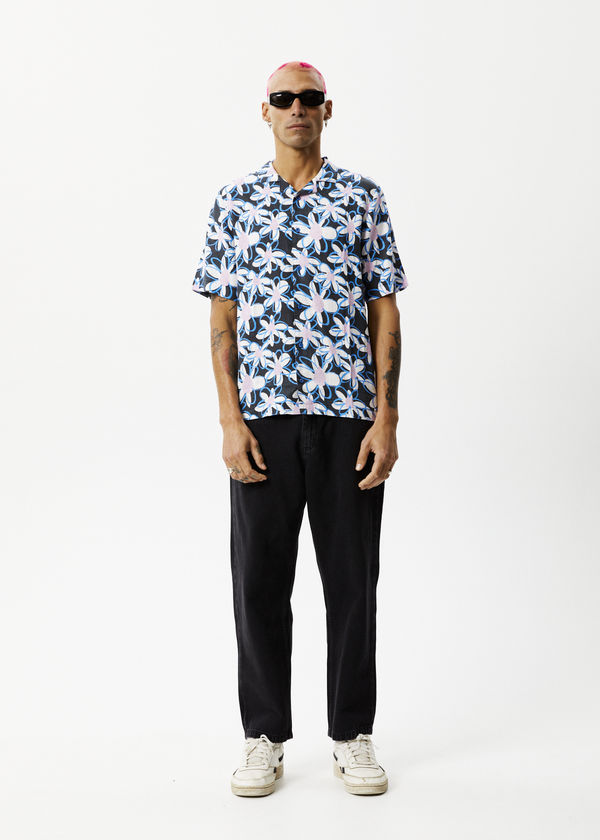 Afends Waterfall - Cuban Short Sleeve Shirt Stone Black