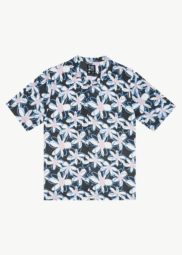 afends Waterfall - Cuban Short Sleeve Shirt Stone Black