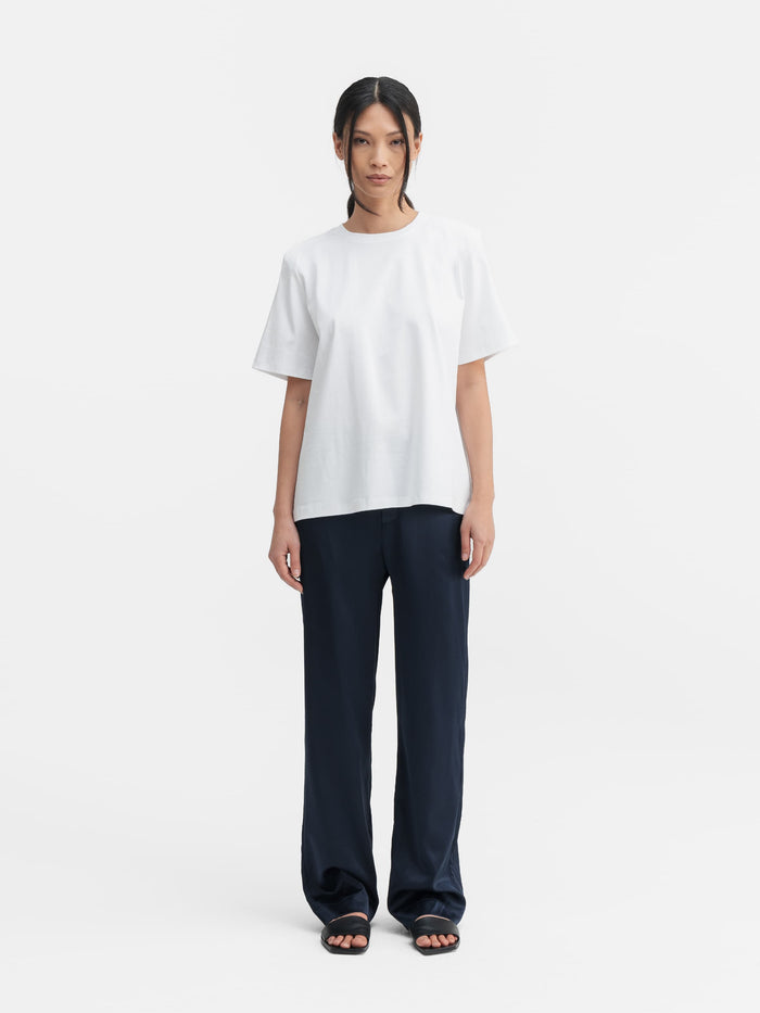 Ahlvar Ava Satin Silk Trousers Midnight Blue