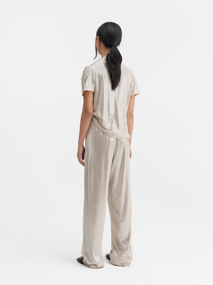 Ahlvar Ayla Sequin Trousers Cream