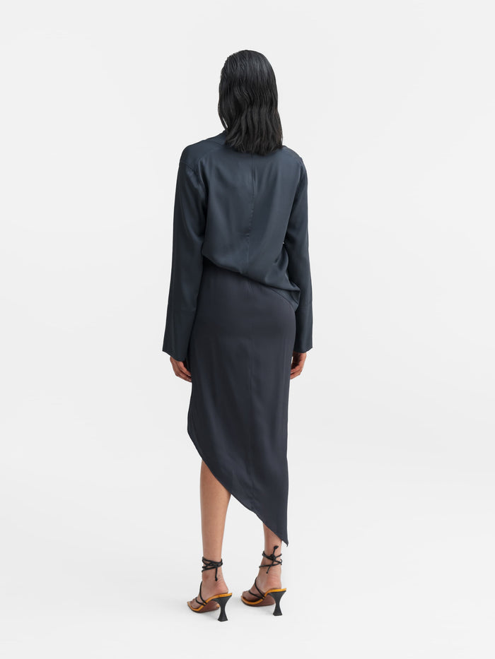 Ahlvar Ayumi Silk Blouse Blue Grey