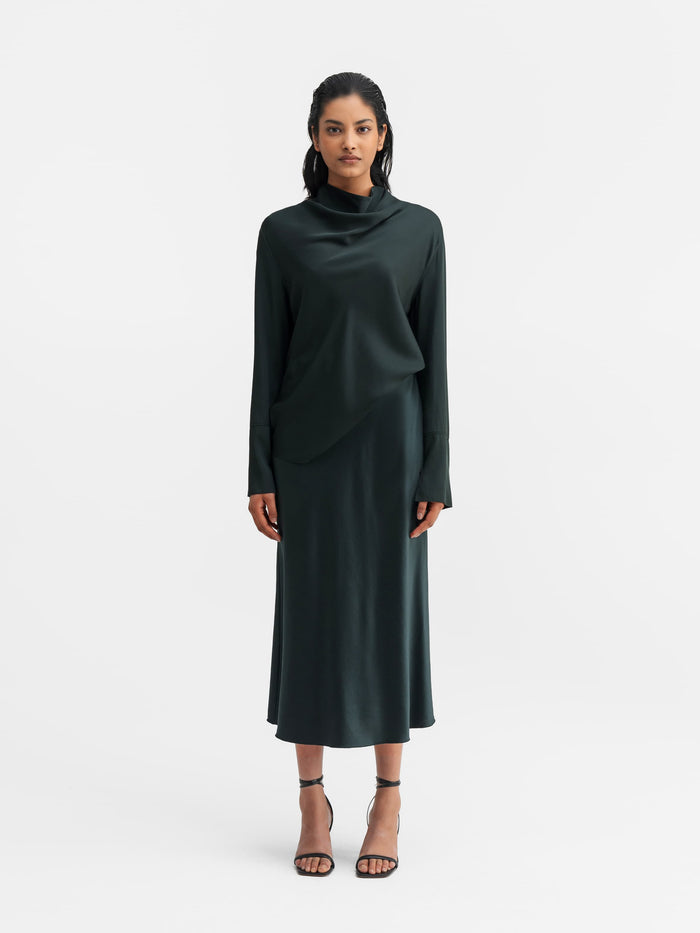 Ahlvar Ayumi Silk Blouse Deep Forest