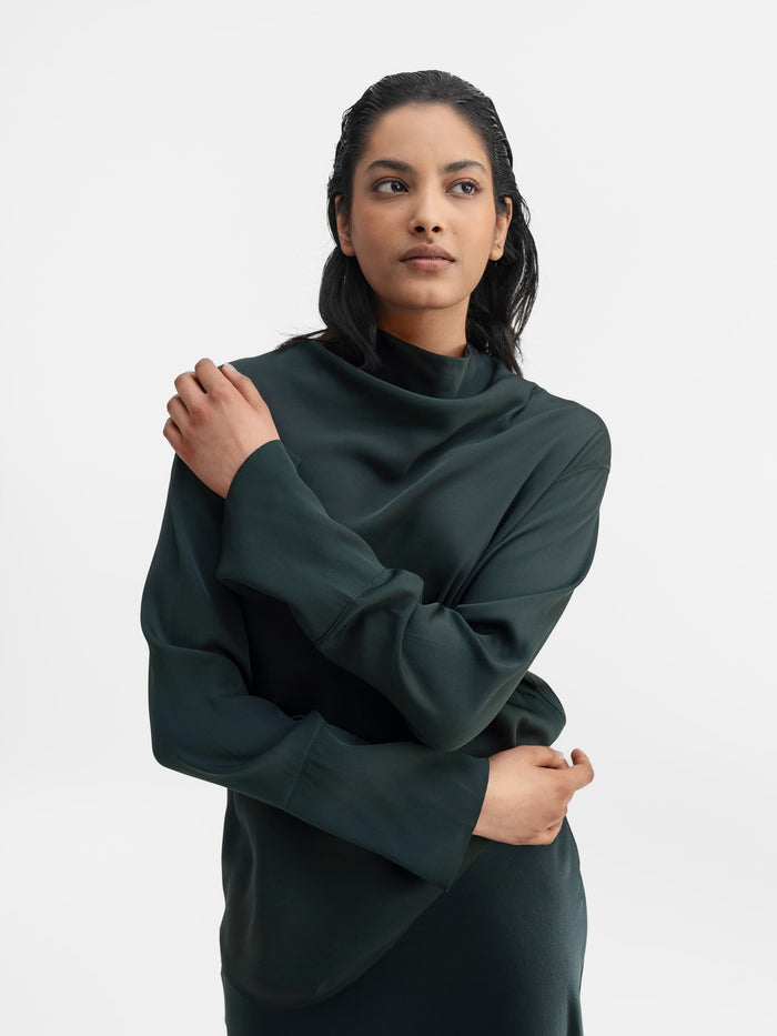 Ahlvar Ayumi Silk Blouse Deep Forest
