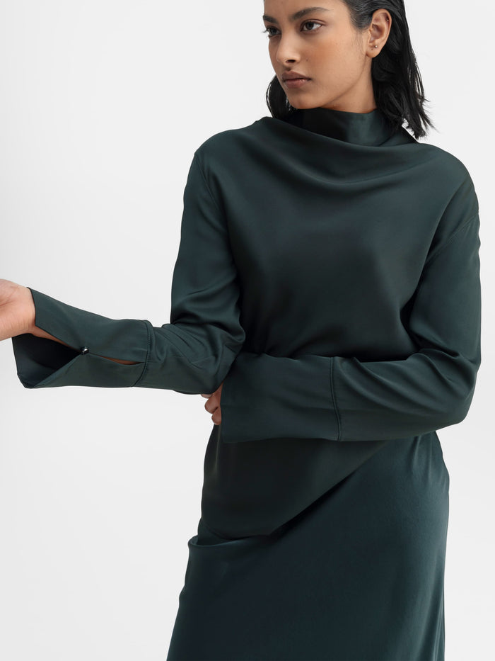 ahlvar Ayumi silk blouse deep forest