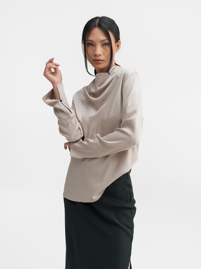 ahlvar Ayumi silk blouse greige