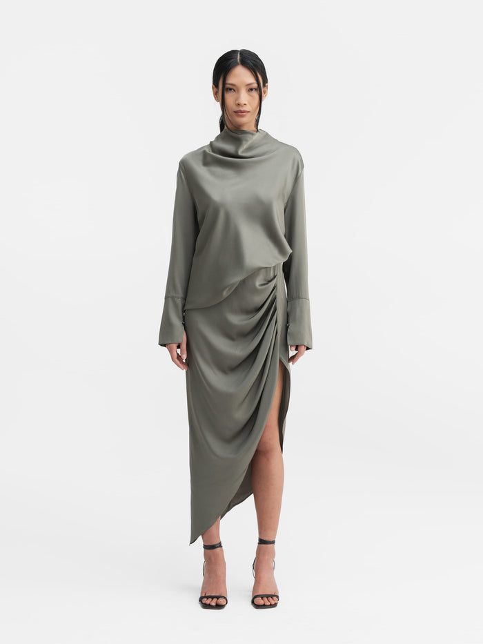 Ahlvar Ayumi Silk Blouse Light Military